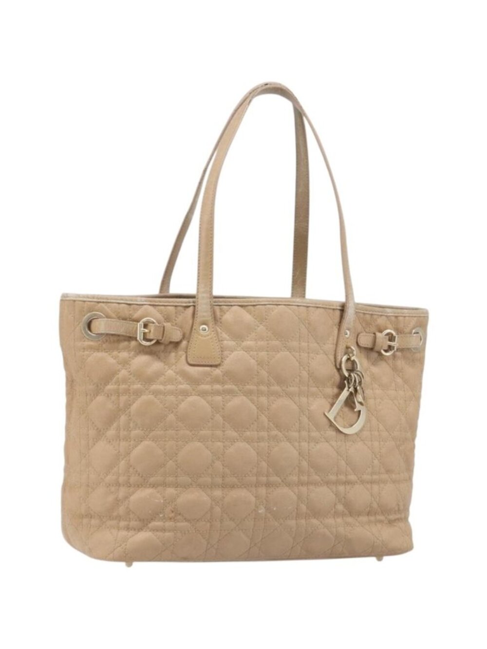 Christian Dior Lady Dior Canage Tote Bag Canvas Beige Gold Tone